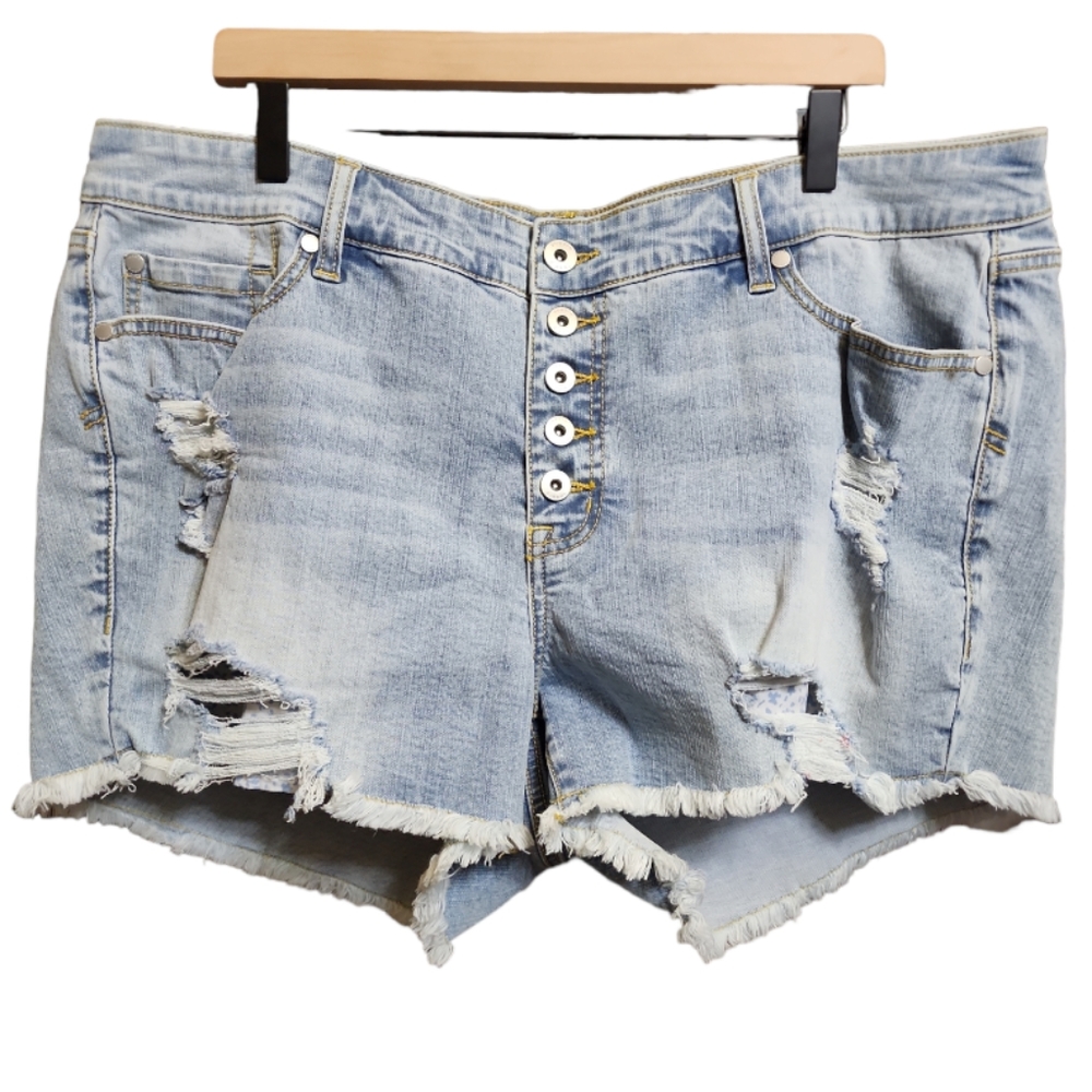 torrid Light Wash Distressed Denim Jean Shorts